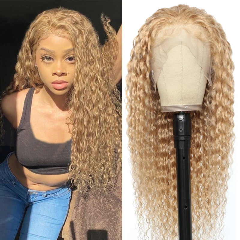 

13x4 Lace Front Human Hair Wigs Honey Blonde Brown Brazilian Deep Wave Lace Wigs For Black Women Pre Plucked Remy Hair Wig 150%
