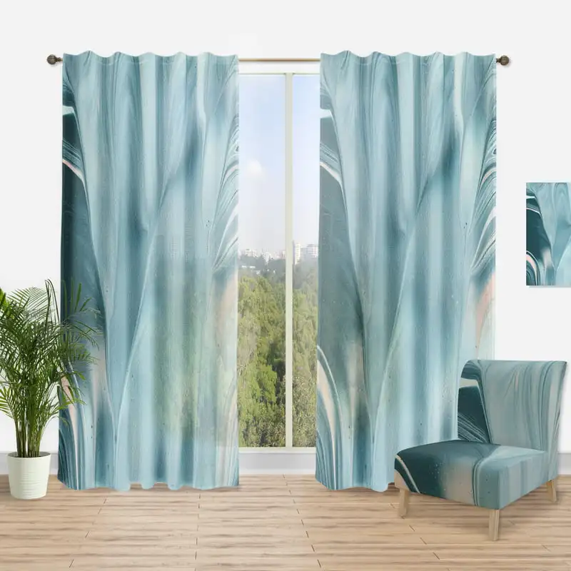 

'Fractal Modern Water I' Modern Curtain Panel