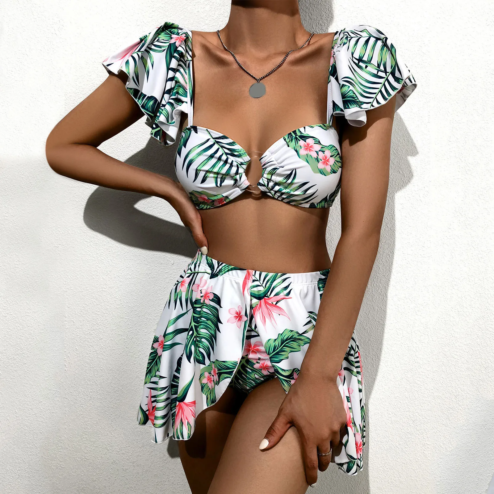 

Комплекты бикини, женский купальник для женщин, сексуальная майка, купальник из двух предметов, пляжный купальный костюм 2022, Цветочный купа...