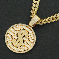 iced out cuban chains bling diamond usd dollar rock rhinestone pendants mens necklaces gold rapper charm jewelry for male choker