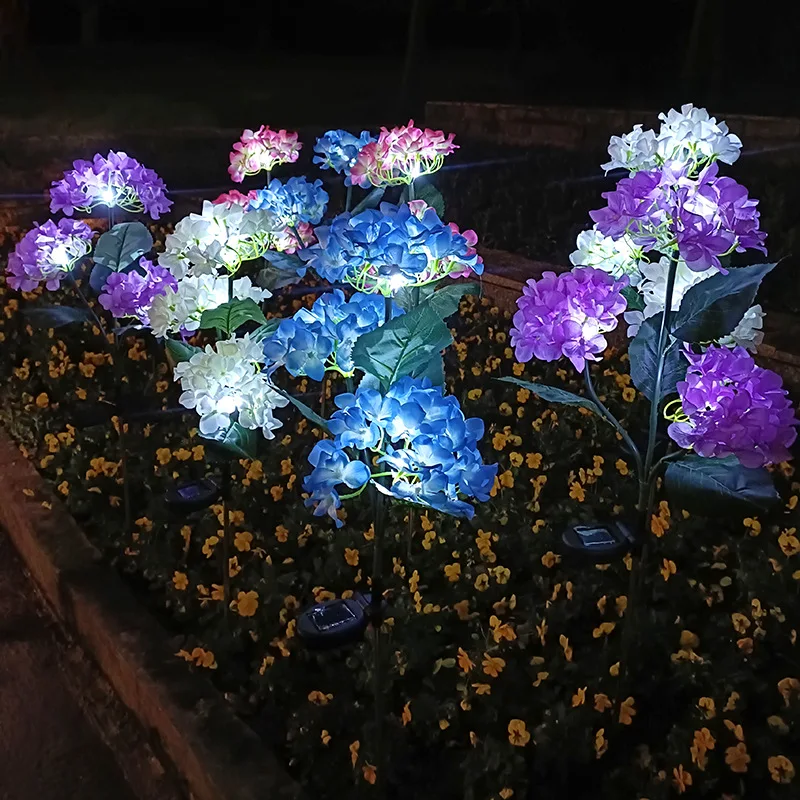 

LED Solar Rose Hydrangea Lawn Lamp Outdoor Garden Light Flower Lamp Solar Power Yard Patio Lawn Path Wedding Decoration Lights