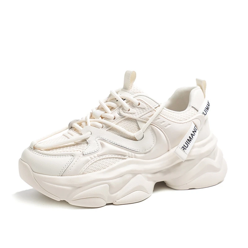 Autuspin Spring Summer Women Casual Sneakers Fashion Outdoor Ladies Breathable Mesh Shoes Genuine Leather Popular Size 35-40