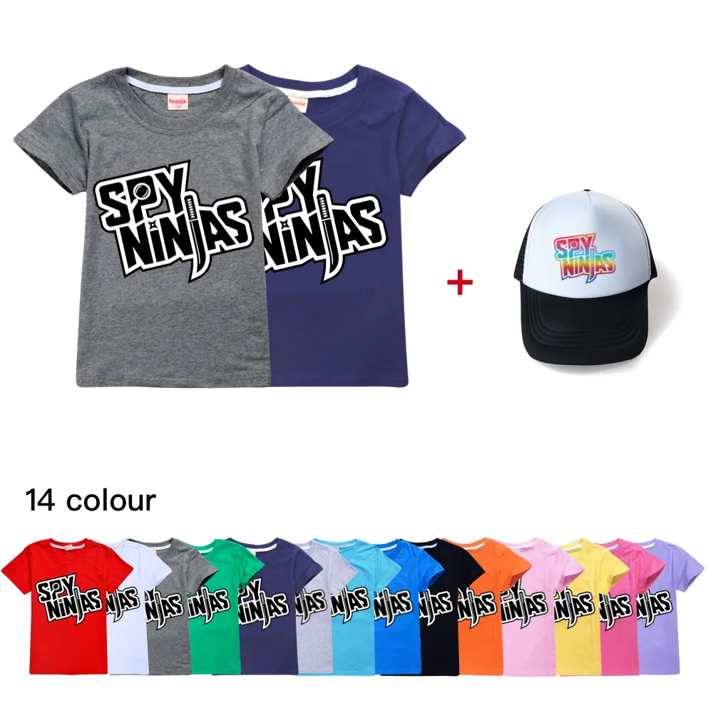 

SPY NINJAS Children T-shirts & Cap Suit Fashion Kids Clothes Cotton Sport Tracksuits Cartoon Set Teenager Boys Girls Clothing