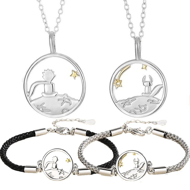 

2PCS Prince and Fox Couples Bracelet Student Trend Bangle Boyfriend Gift Lovers Woven Bracelet Jewelry Gift