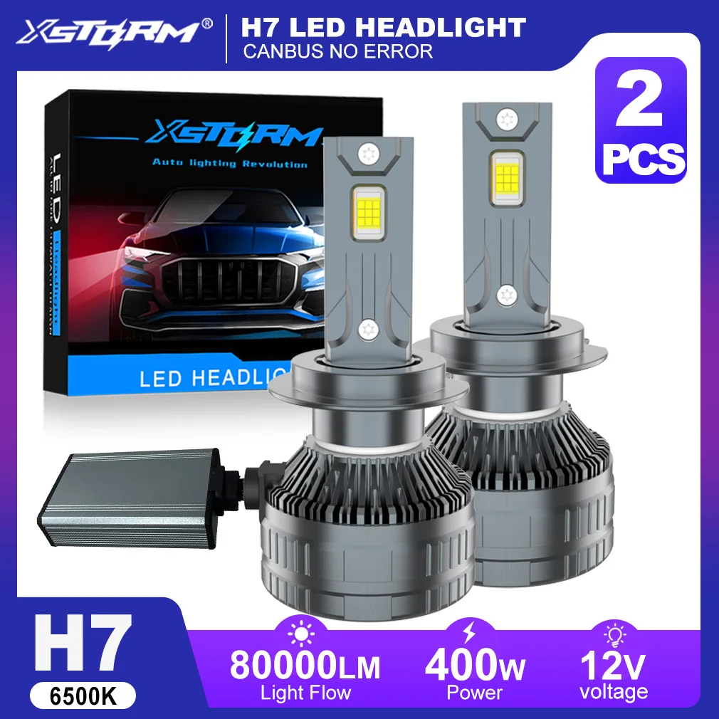 Фото Светодиодные лампы XSTORM H7 для автомобиля: H1, H11, H4 LED фары 400W 80000LM, H4 ближний/дальний свет, H11 противотуманные фары, Canbus без ошибок, 6500K №1