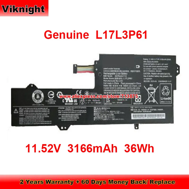 

Genuine L17C3P61 Battery L17L3P61 for Lenovo IdeaPad 320S-13IKB K43-IFI V530s Yoga 330-11IGM 720-12IKB L17M3P61 11.52V 36Wh