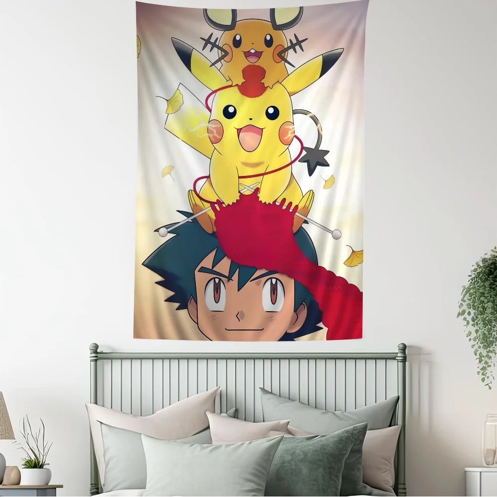 Cute P-Pokemon P-Pikachu Printed Large Wall Tapestry Hanging Tarot Hippie Rugs Dorm Home Decor
