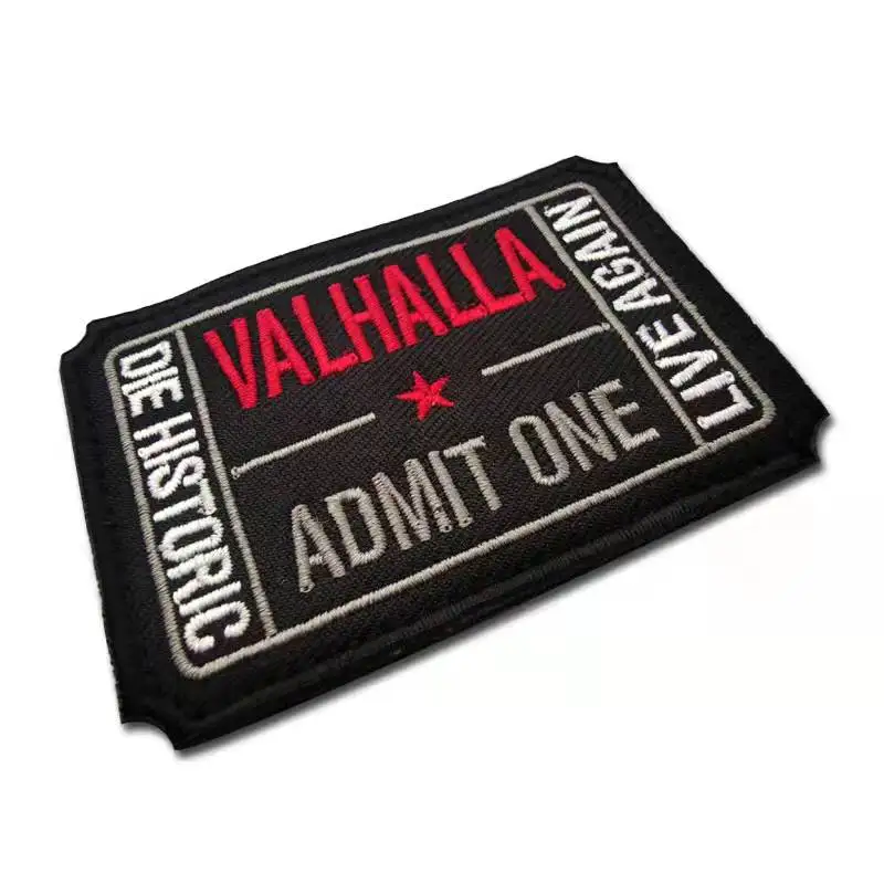 Фото VALHALLA ADMIT ONE Valhalla Hall стиль викингов вышитая искусственная кожа значок для рюкзака декоративная искусственная кожа №3