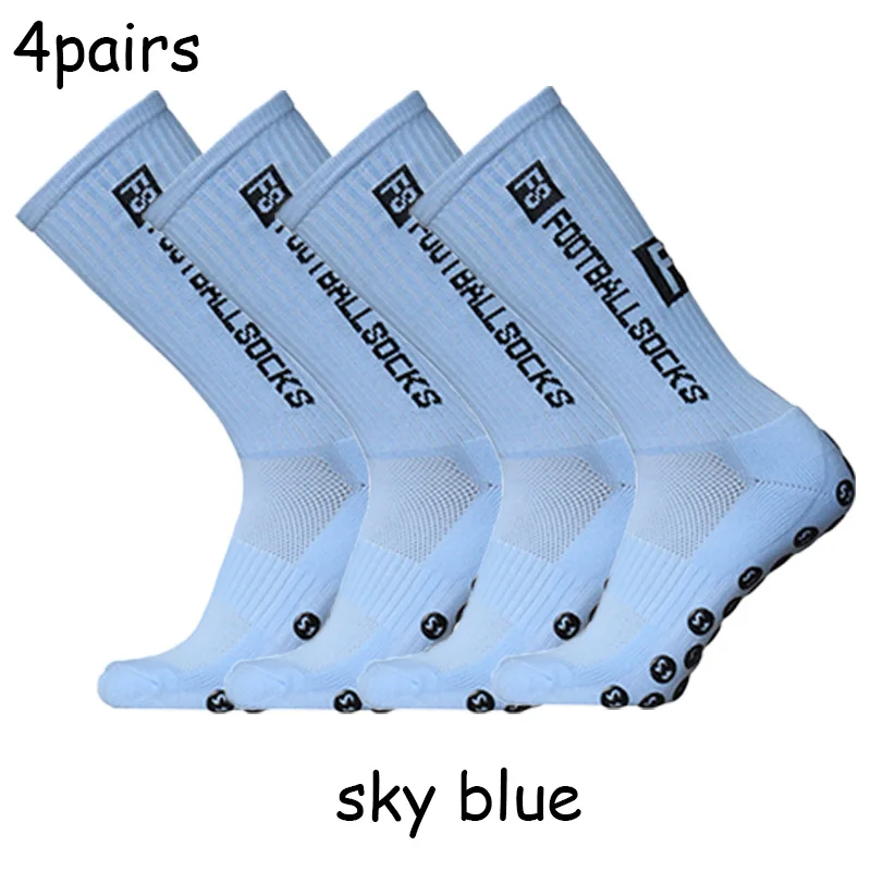 4pairs/set New FS Football Socks Grip Non-slip Sports Socks Professional Competition Rugby Soccer Socks Men and Women