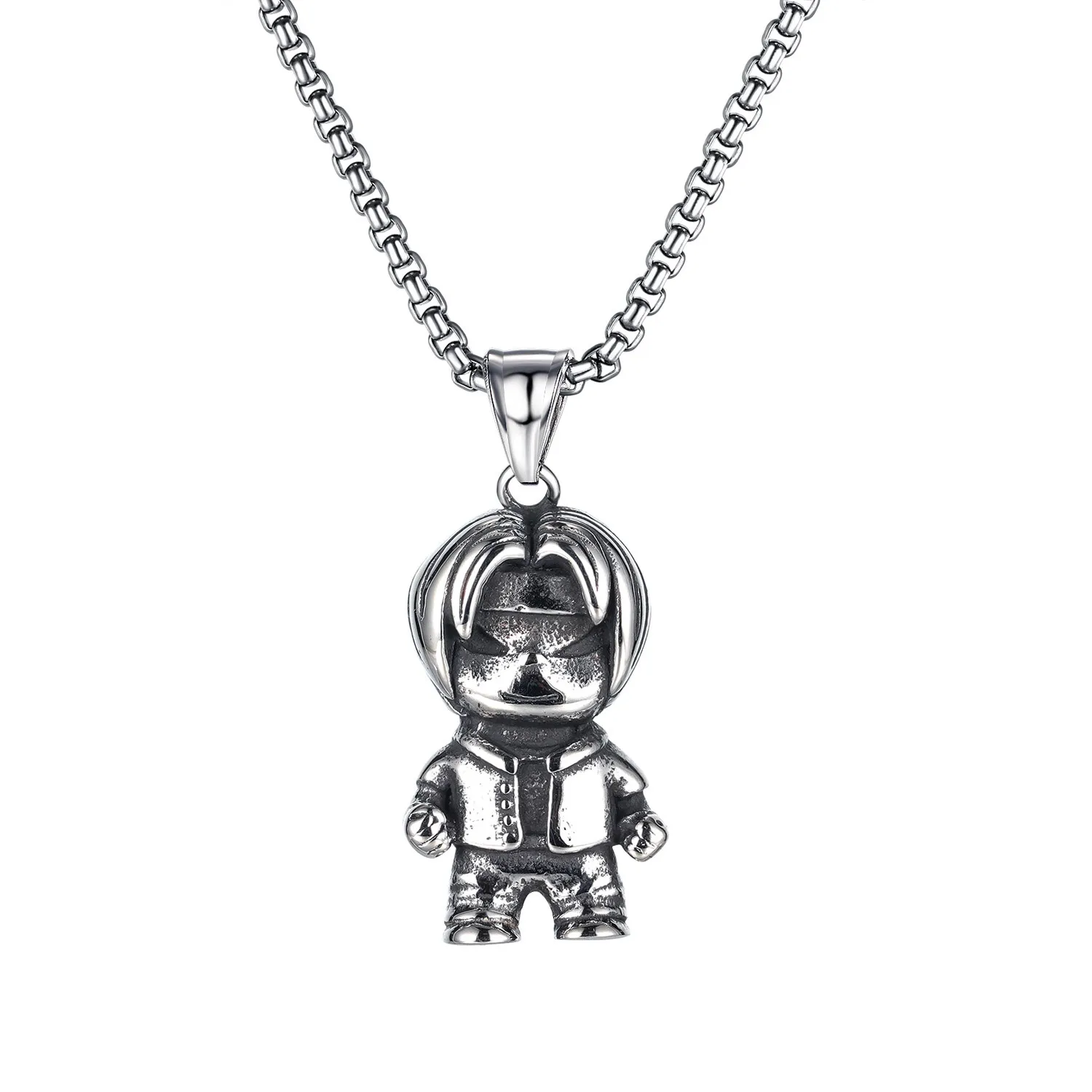 

Personality Hipster Cartoon Character Titanium Steel Man Necklace Japan and South Korea Cross-border Jewelry