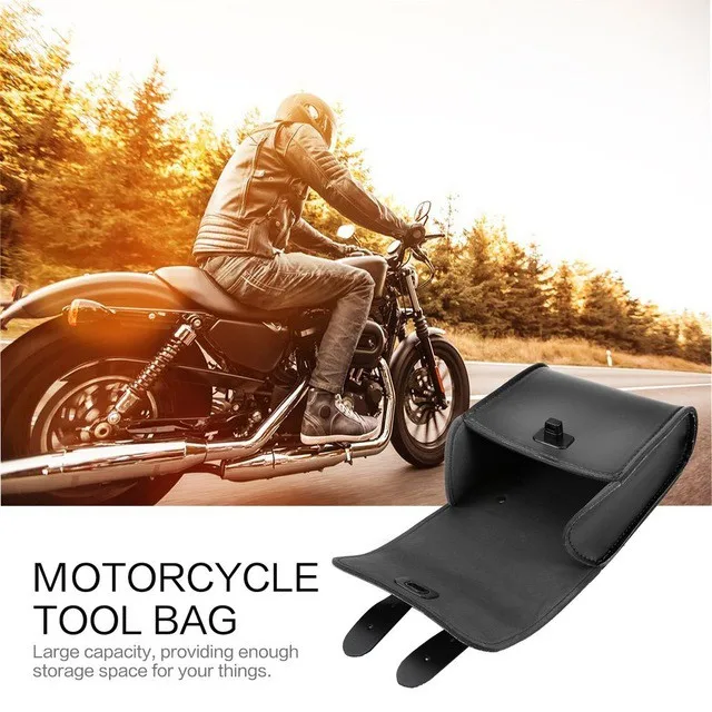 

Motorcycle High Quality Black PU Leather Motorcycle Bike Front Handlebar Tool Bag Luggage Saddle Bag Synthetic Leather