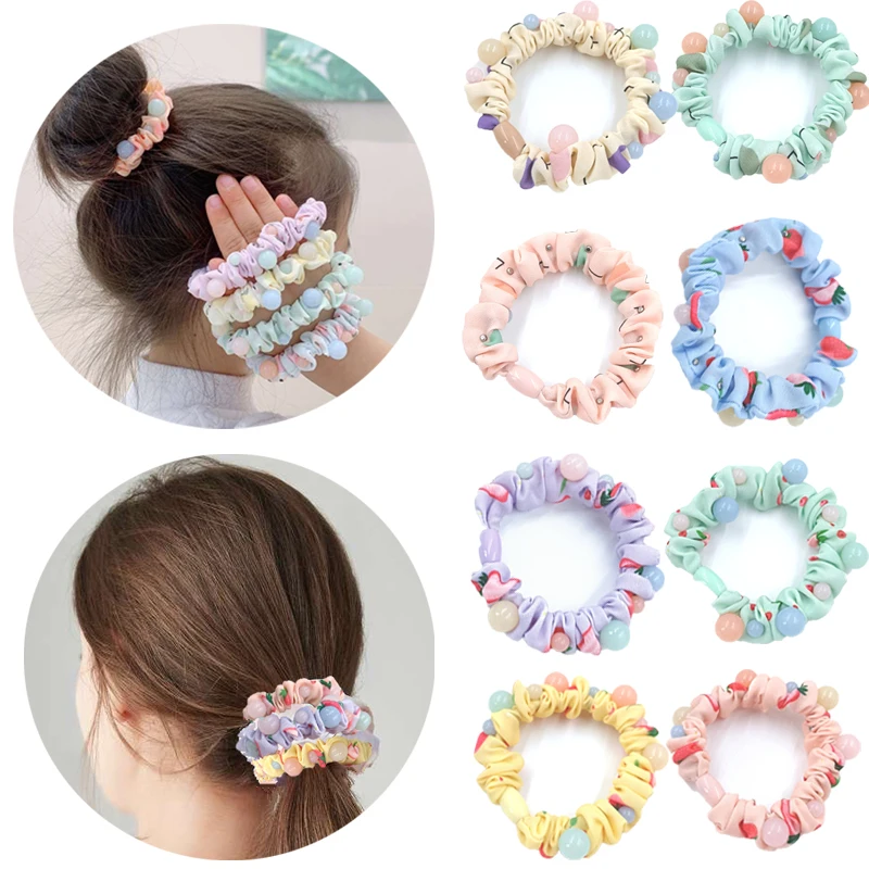 Blue Round Alloy Rabbit Ear Navy 1PC Girls Elastic Circle Women Adjustable Pink Chiffon Black | Scrunchie