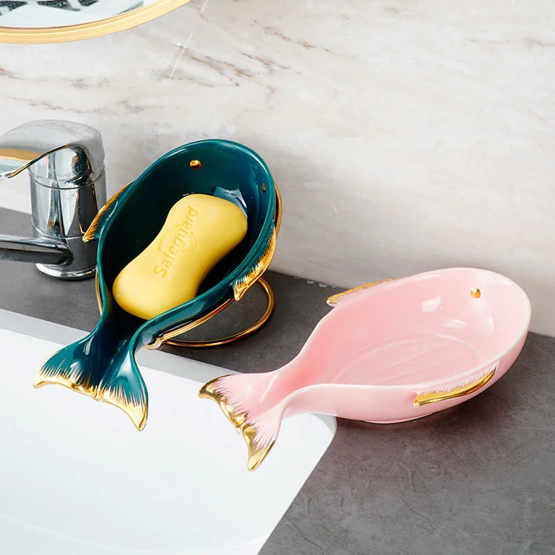 

Light Luxury Draining Whale Cute Soap Dish Bathroom Shower Supplies Soap Packaging Boxes Restroom Organizer Soap Sleeve