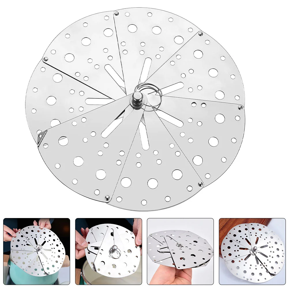 

Spill Lid Cover Stopper Rack Pot Steamer Splatter Anti Pan Stainless Steel Oil Guard Over Screen Boilsteaming Basket Baking