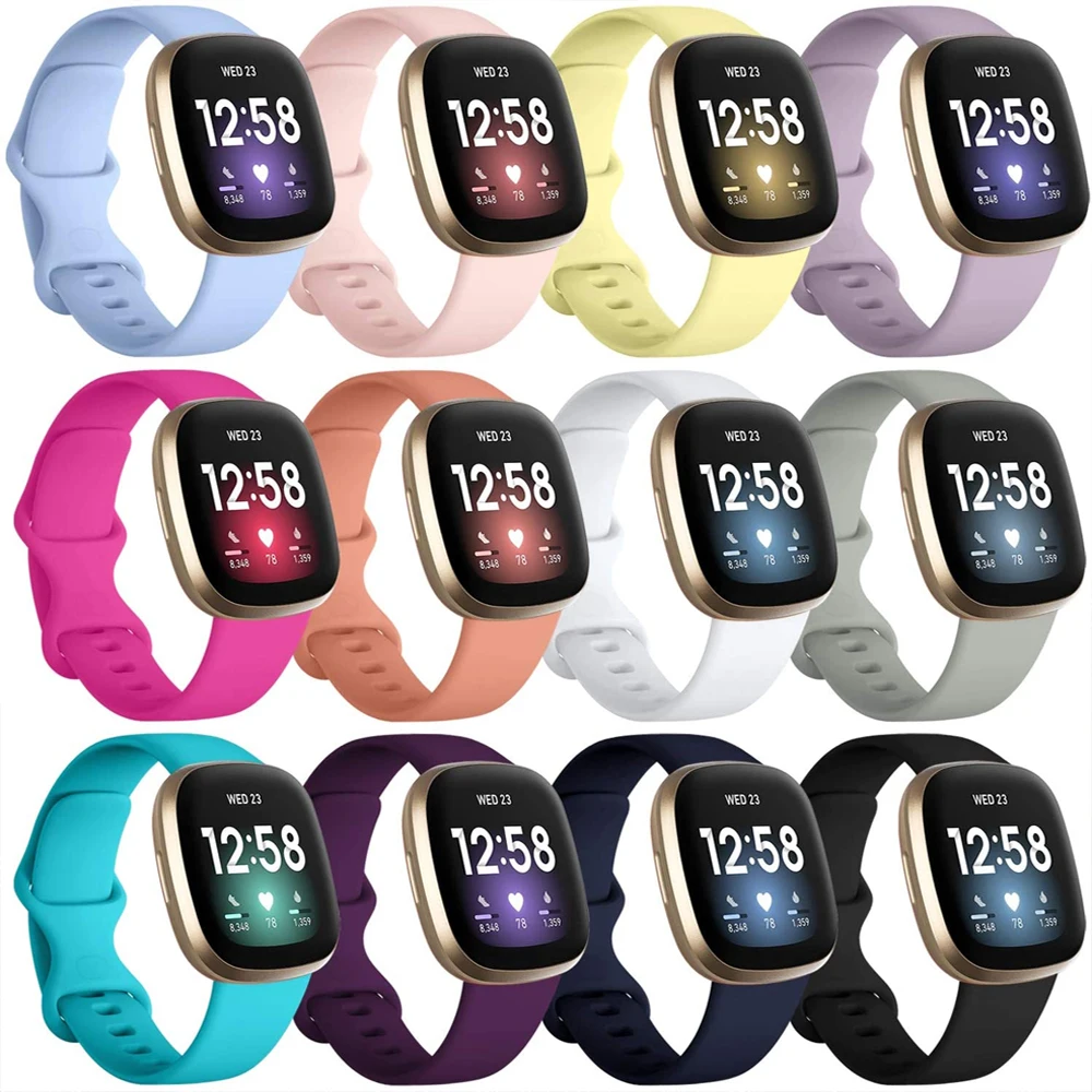 Силиконовый ремешок для часов Fitbit Versa 3 мягкий умных спортивный Браслет Sense Versa3