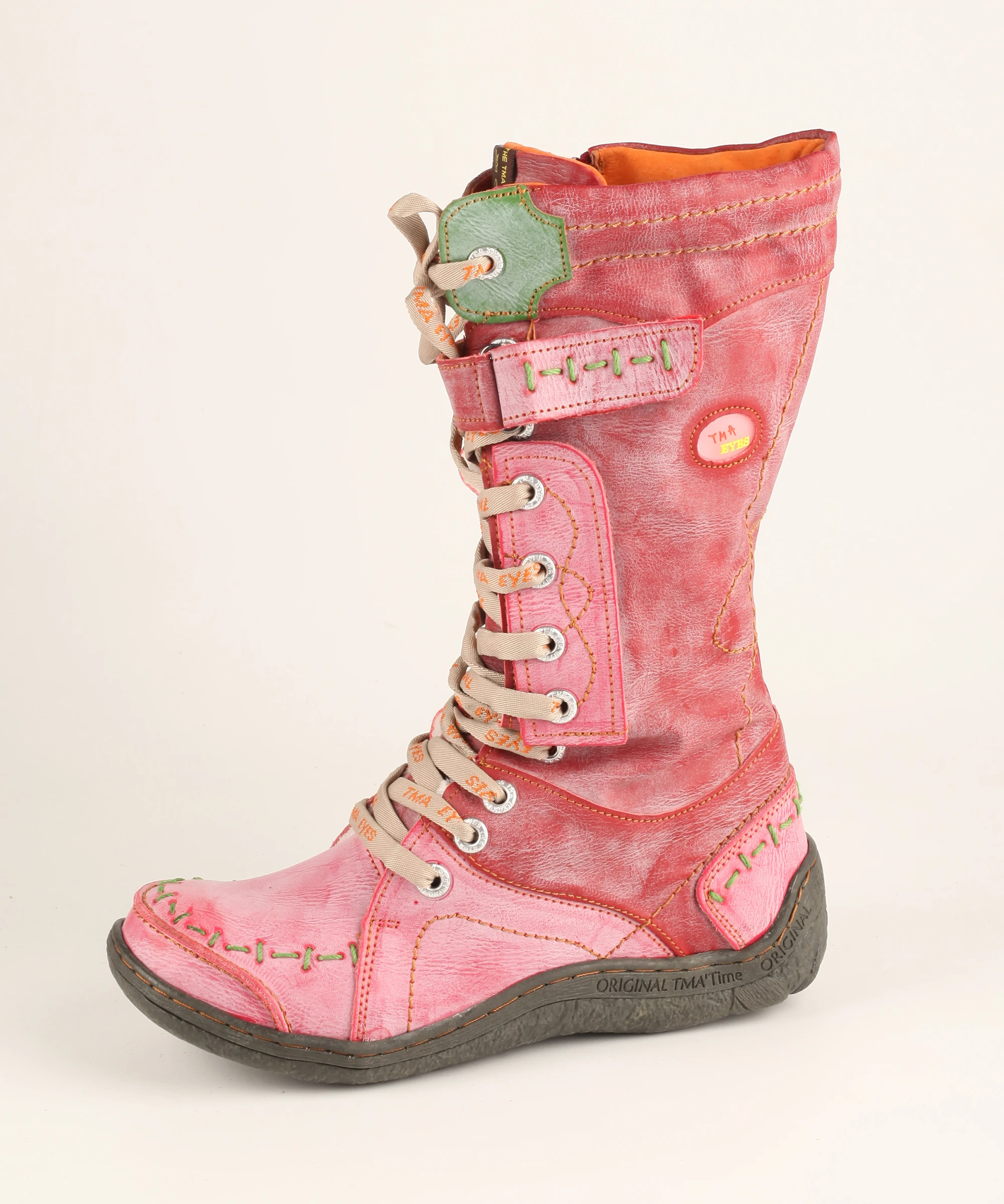 Брендовые зимние теплые кожаные ботинки ручной работы TMA EYES