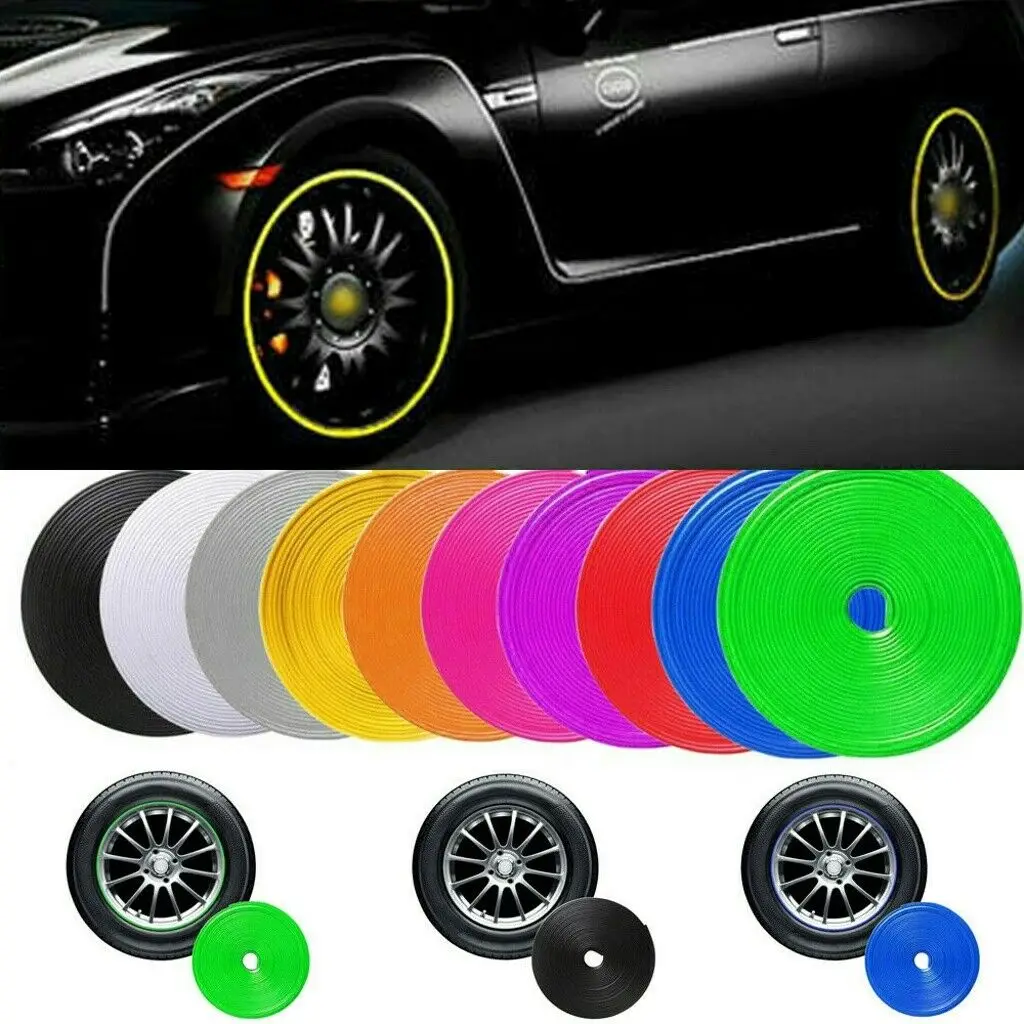 

8M/Roll Rim Blades Wheel Rims Protector Decor Strip Tire Guard Line Rubber Moulding Trim Car Vehicle Color Car Styling