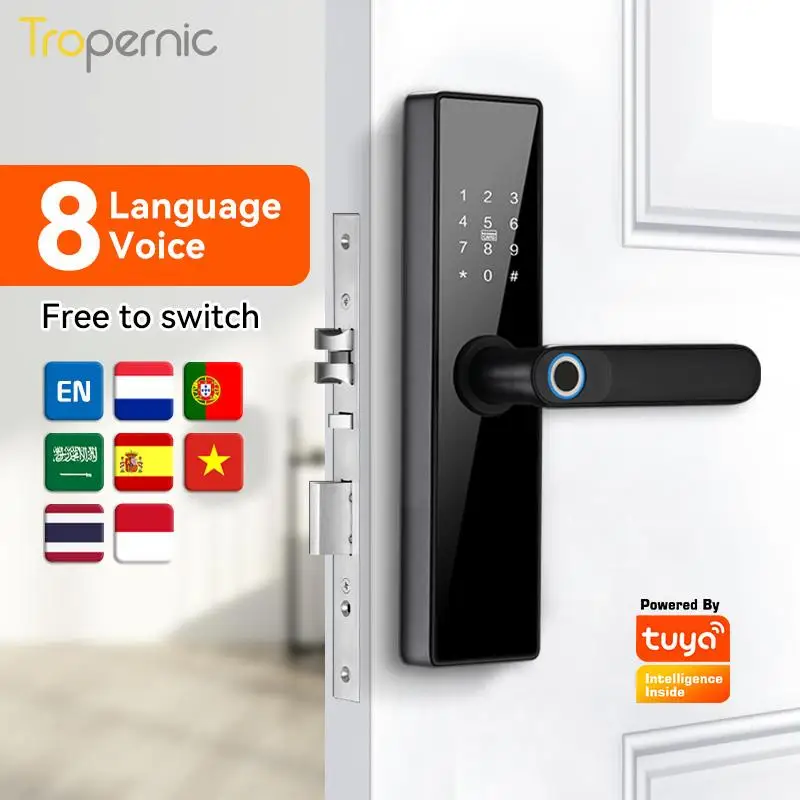 

WIFI Tuya Smart Life App Keyless Digital Biometric Security Electronic Fingerprint Digital Smart Door Lock Outdoor for Home