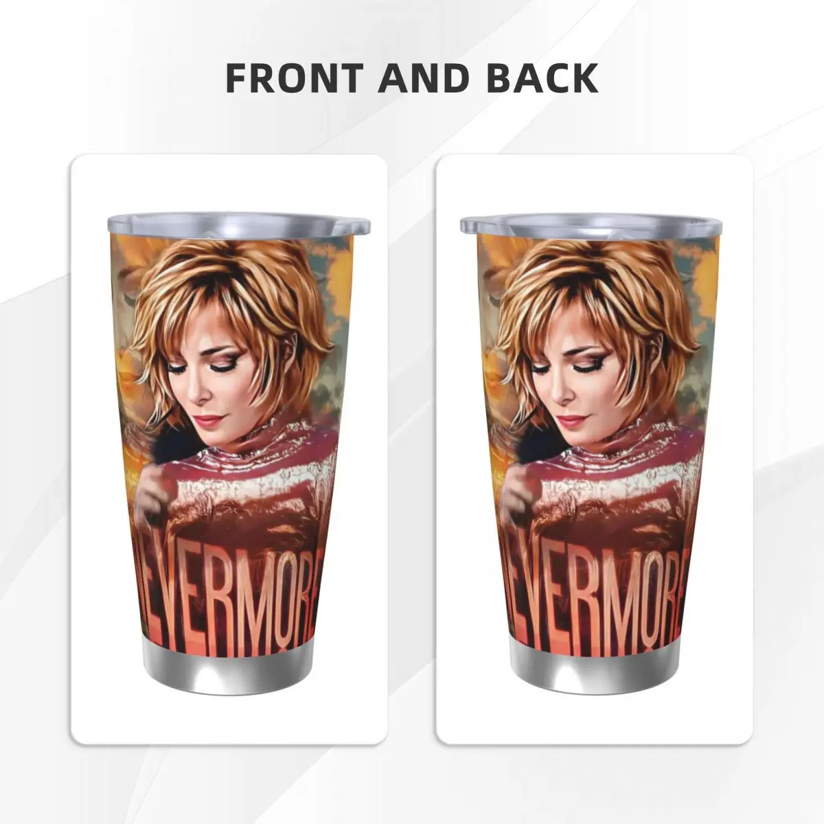 Фото Термокружка Mylene Farmer Nevermore 20 унций из нержавеющей стали, вакуумная, для кофе, холодных и горячих напитков, автомобильная №3