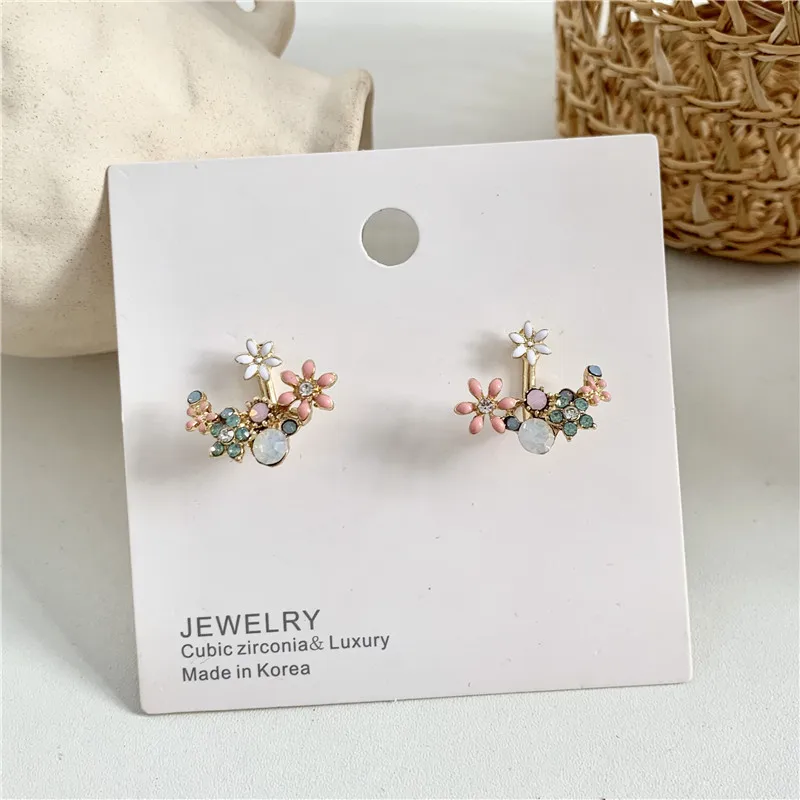 

2022 Flower Stud Earrings Korean Fashion Female Temperament Beautiful Gold Jewelry Simple Sweet Girl Women's Accessories