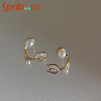 2022 tulip stud earrings for women elegant opal pearl earring small fresh creative statement jewelry party female accessories