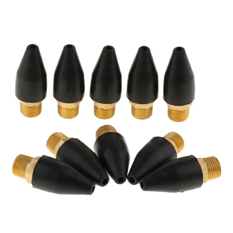 

10pcs Rubber Brass Safety Tip Nozzle For Air Blow Tools 1/8'' NPT Male Parts Set
