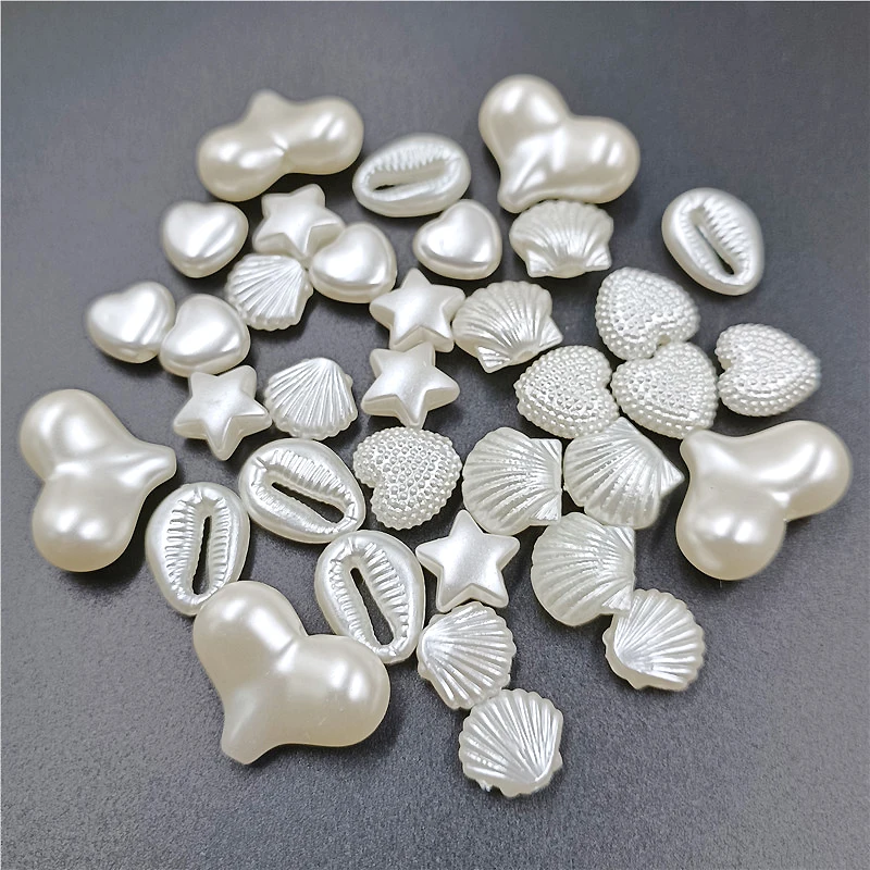 

5/20pcs Pendant White Imitation Pearl Acrylic Shell Heart Beads Star Jewelry Making For DIY Charm Bracelet Necklace