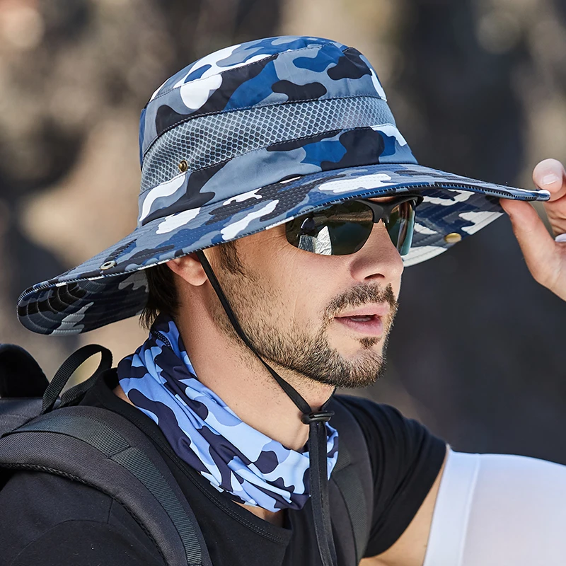 

Summer Camouflage Bucket Hat for Men Outdoor Hiking Fishing Hat Casual Net Hat Breathable Bonnet Cap Fisherman Hat Dropshipping