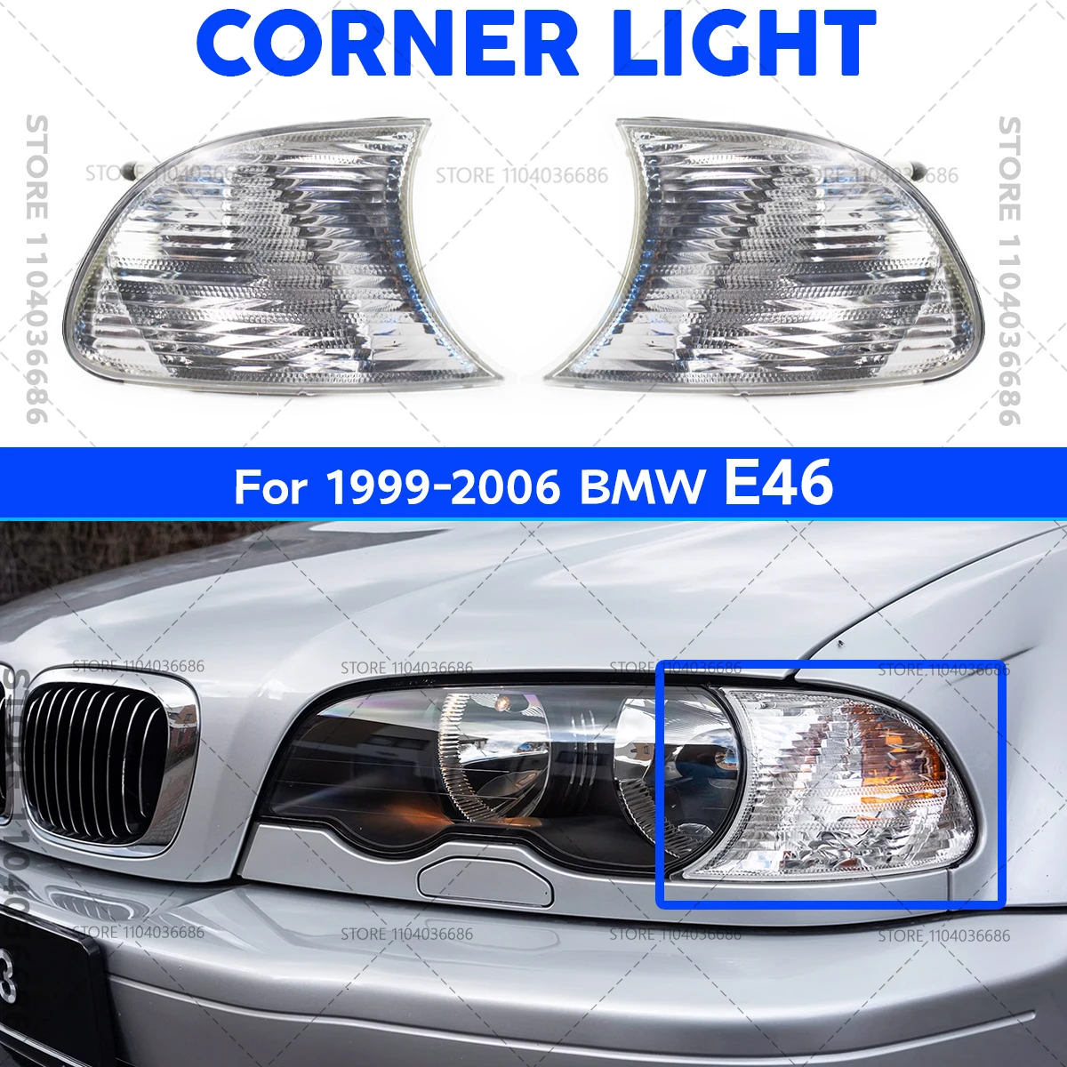 Фото Для BMW 323Ci 325Ci 328Ci 330Ci E46 1999-2006 гг., указатель поворота, мигалка, угловой парковочный фонарь 63126904307 63126904308 №1
