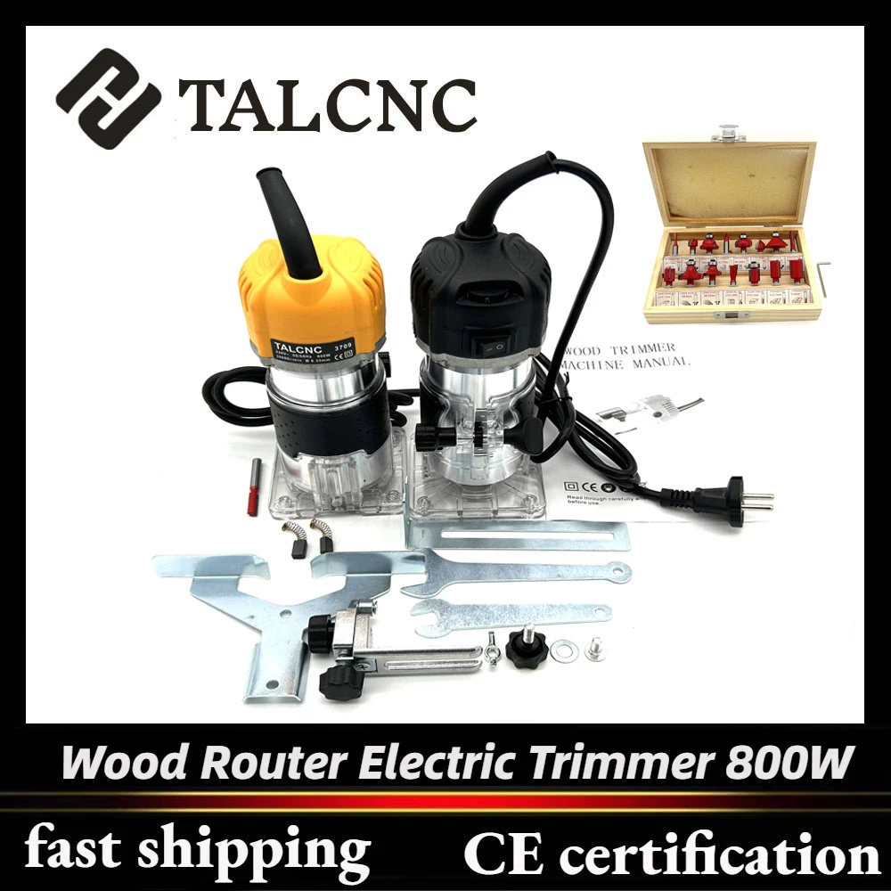 800W Electric Trimmer Woodworking Electric Trimmer 30000rpm Hand Carving Wood Router Engraving Slotting Trimming Machine