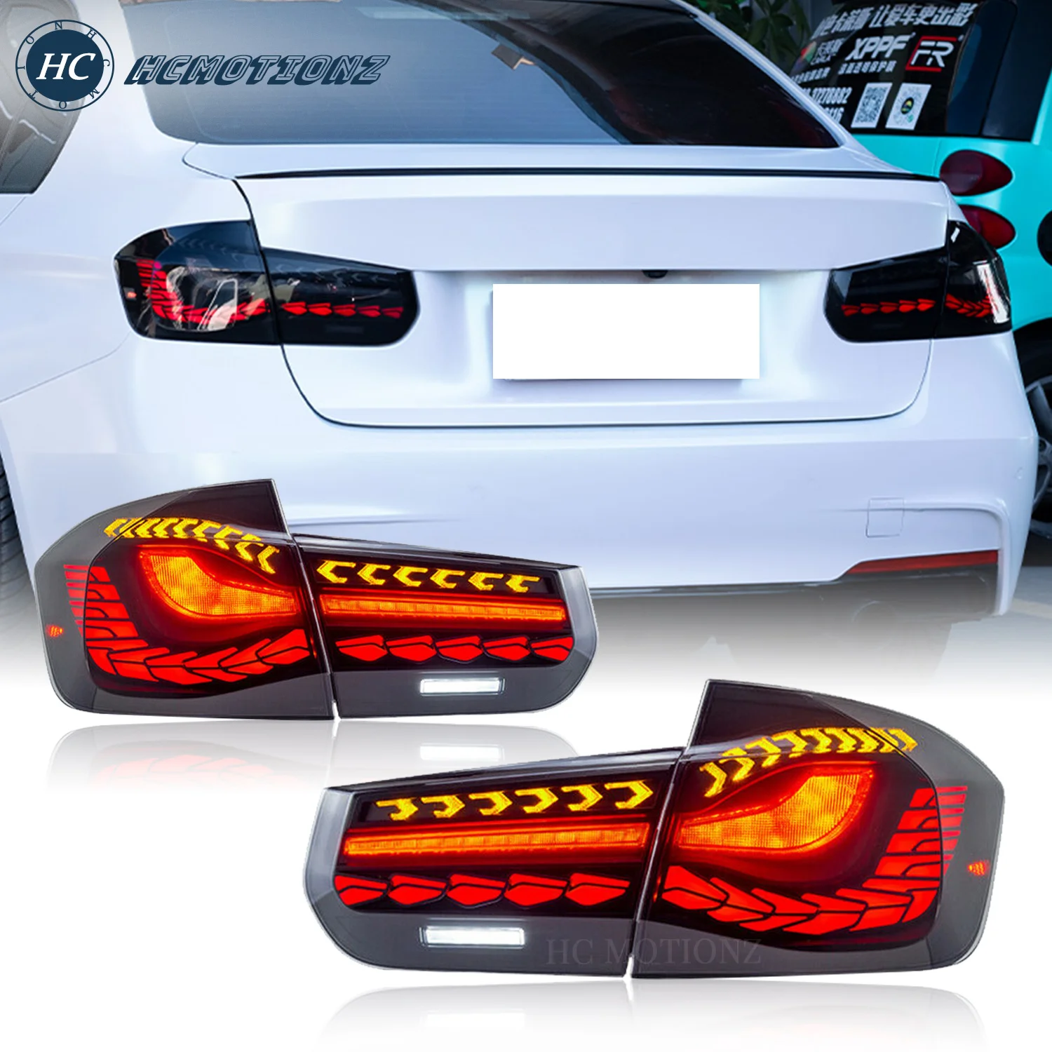 

HCMOTIONZ LED Tail Lights Assembly For 2012-2018 BMW F30 F35 F80 M3 Sedan Dragon Scale Sequential Indicator Start Up Animation