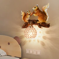 squirrel childrens wall lamps bedroom bedside living room lights american animal decoration aisle lighting wall decor fixtures