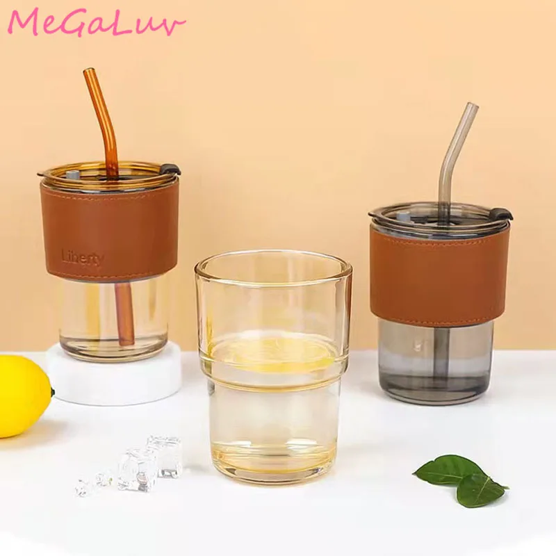 

430ml Straw Bottle Thermal Water Bottle Summer Light Handy Out Door Glass Water Bottle Portable Water Cup Coffee Cup Mug Termos