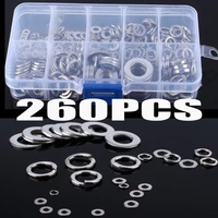 260pcs stainless steel sealing solid gasket washer spring washer assortment set for m2 5 m3 m4 m5 m6 m8 m10