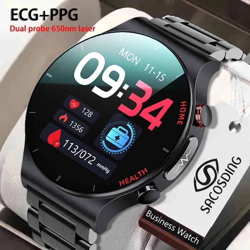 

2022New ECG+PPG Smart Watch Men Laser Treatment Of Hypertension Hyperglycemia Hyperlipidemia Heart Rate Healthy Sport Smartwatch