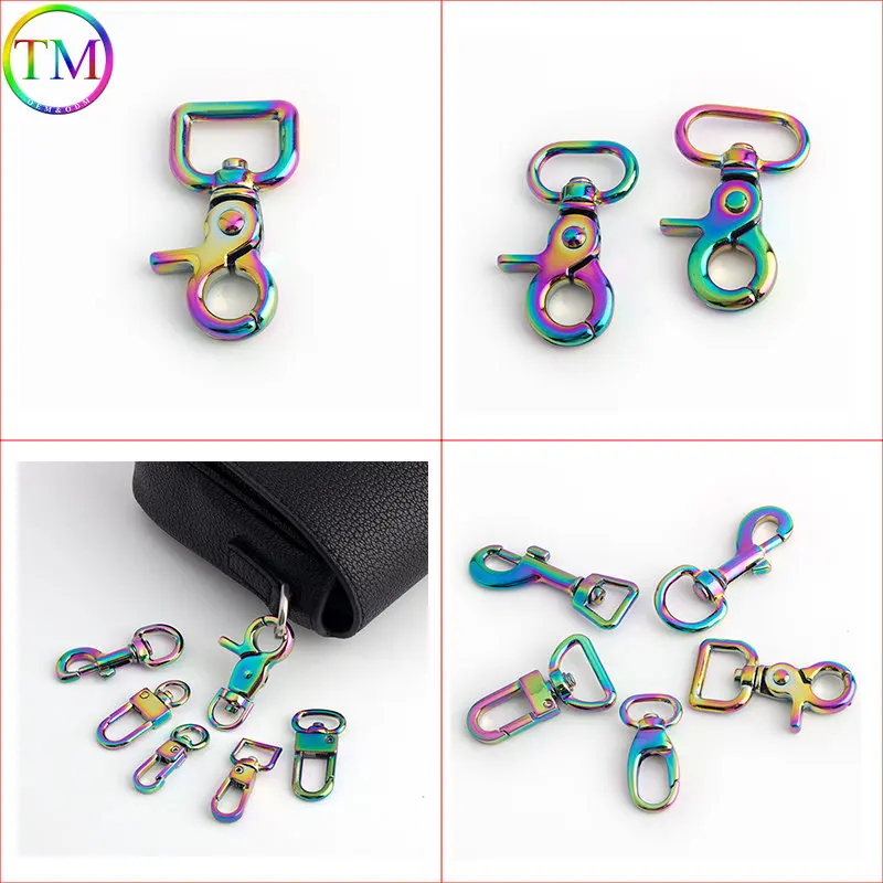 10-50Pcs Rainbow High Quality Metal Swivel Clips Snap Hook Durable Opening Ring Buckle For Diy Handbag Hardware Accessories