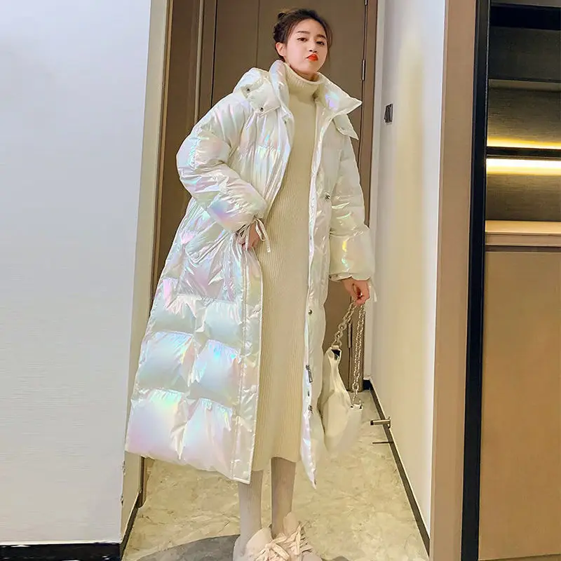 Fashion Winter X-Long Parkas Women Cotton Padded Jacket Hooded Thick Warm Waterproof Snow Coat Jackets Oversized Woman Outerwear