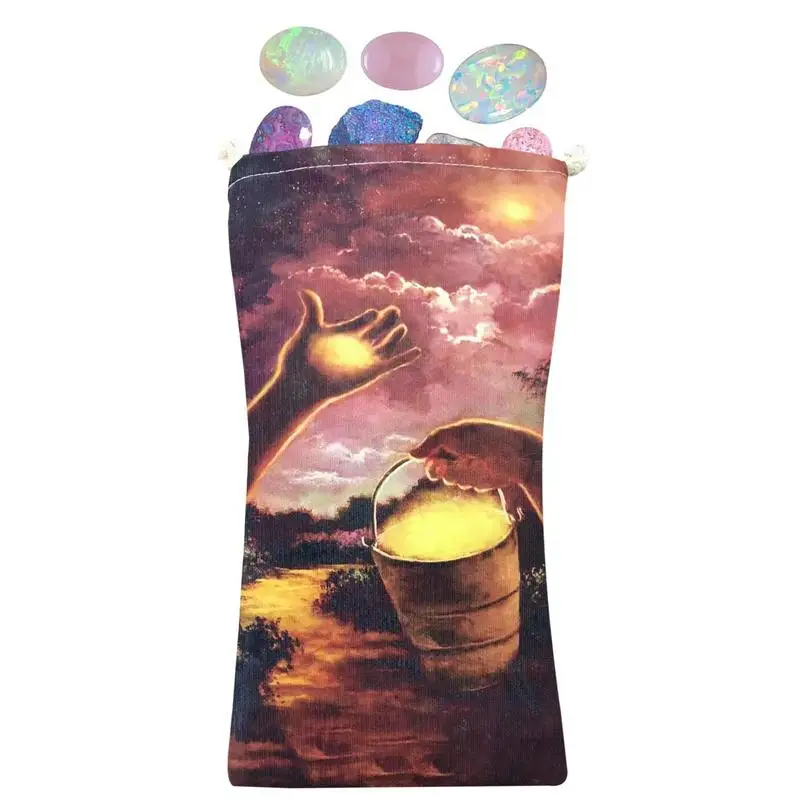 

26*16cm Drawstring Tarots Cloth Bag Tarots Game Tablecloth Board Game Playing Card Mat Tarots Dice Jewelry Storage Bag