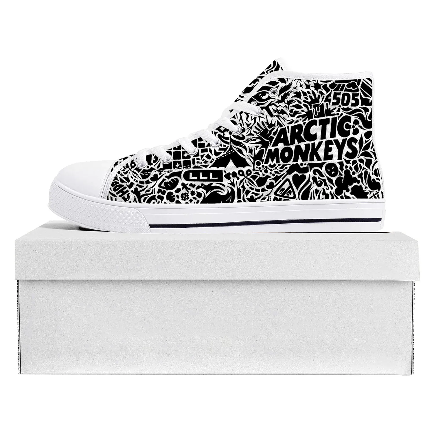 Arctic Monkeys Rock Band Pop High Top High Quality Sneakers Mens Womens Teenager Canvas Sneaker Casual Couple Shoes Custom Shoe