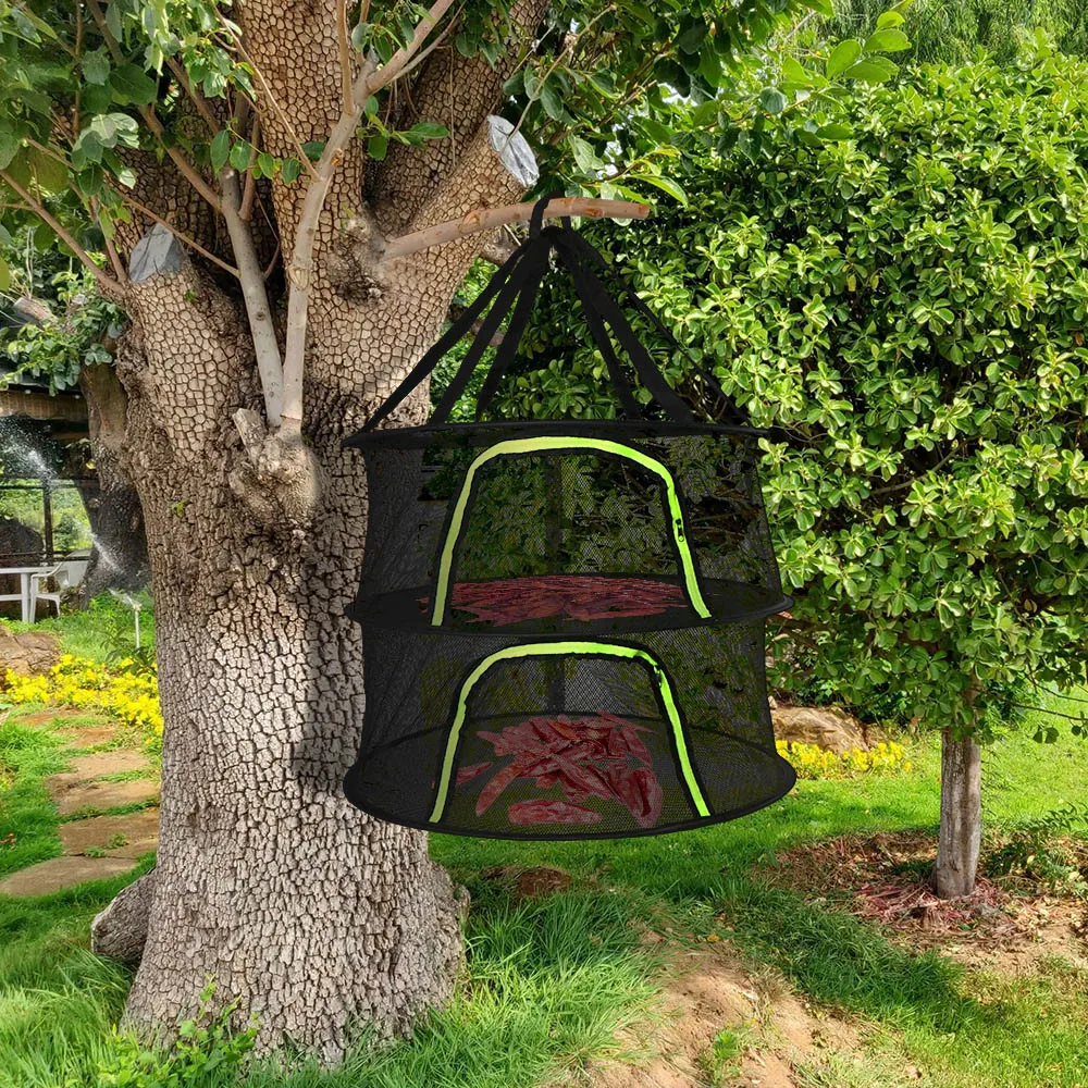 

Двухслойная сетчатая сушилка с молнией, подвесная корзина, складная стойка, сушилка для трав, органайзер для овощей, цветов, бутонов, растен...