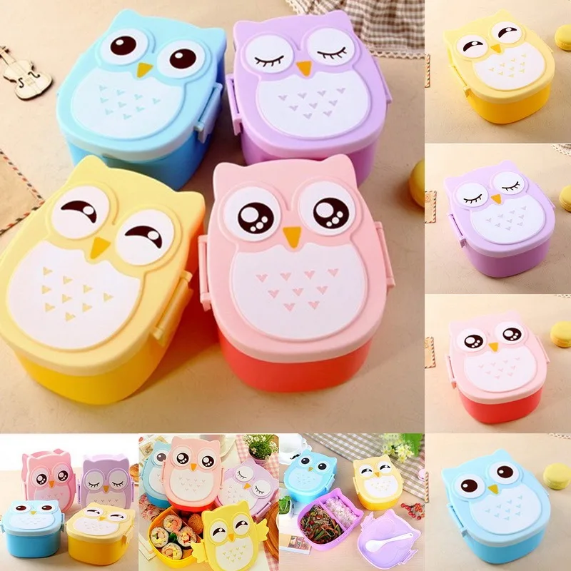 

Microwave Cartoon Owl Lunch Box Food Storage Container Children Kids School Office Portable Bento Box