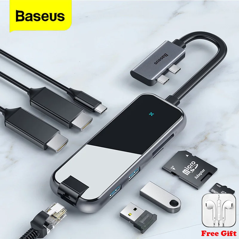 

USB C-концентратор Baseus в HDMI-совместимый USB 3,0 RJ45 Тип C концентратор для MacBook Pro Air кардридер USB разветвитель и планшетов