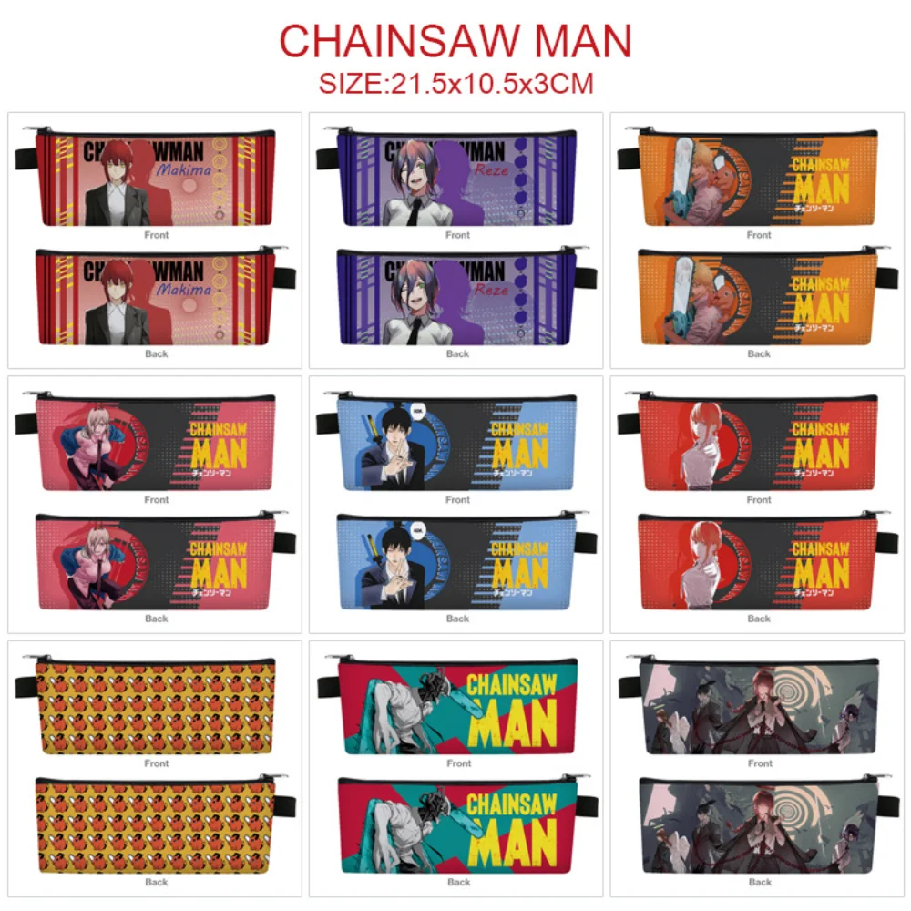 

Chainsaw Man Cartoon PU Pencil Bag Boys Girls Anime Small pen bag School Supplies Layer Storage Bags