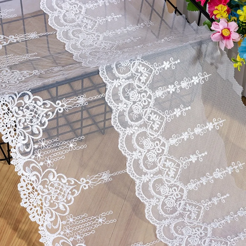 

2Yards White Lace Fabric Polyester Embroidered Sewing Supplies Ribbon Lace Trim Dress DIY Garment Curtains Accessories