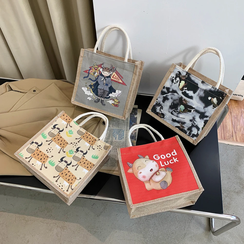 

Women Cartoon Printing Tote Shopping Bag Laides Cute Large Capacity Handbag Gift Present Storage Bags 22x20x10cm