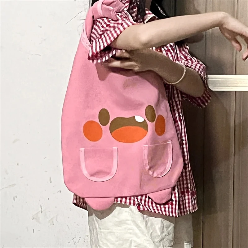 

Kawaii Холщовая Сумка с одним зубцом Женская Студенческая Корейская версия сумка на плечо Женская Большая вместительная простая универсальна...