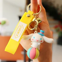 sanrio cartoon cute cinnamoroll keychain couple car key pendant schoolbag creative kawaii silicone hanging keyring jewelry gifts