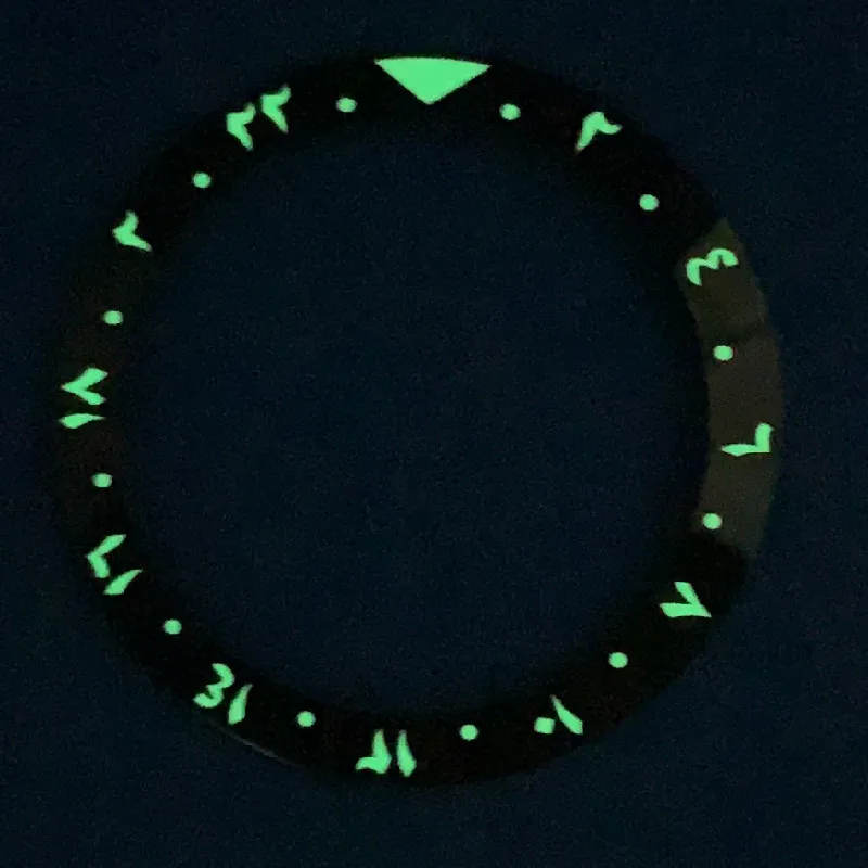 Ceramic bezel insert 38mm black Arabic numerals studded strap C3 green luminous size 38mm-30.5mm for diving watches  accessorie