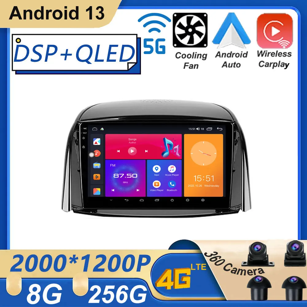 

Android 13 9 Inch For Renault Koleos 2008 - 2016 CARPLAY Bluetooth Car Radio Auto GPS Navigation Video Multimedia NO DVD