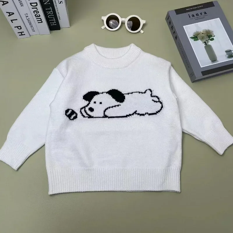 Корейский вязаный свитер для маленьких мальчиков и девочек зима 2024 милая